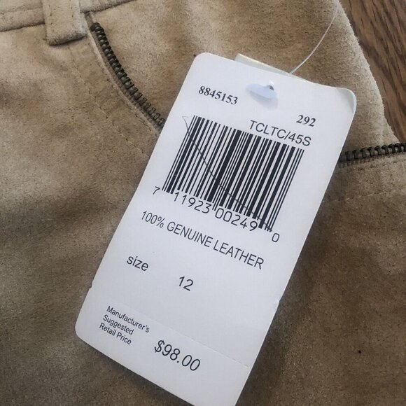 NWT August Silk Logic Womens Size 12 Brown Suede Leather Skirt Lined - Picture 6 of 6